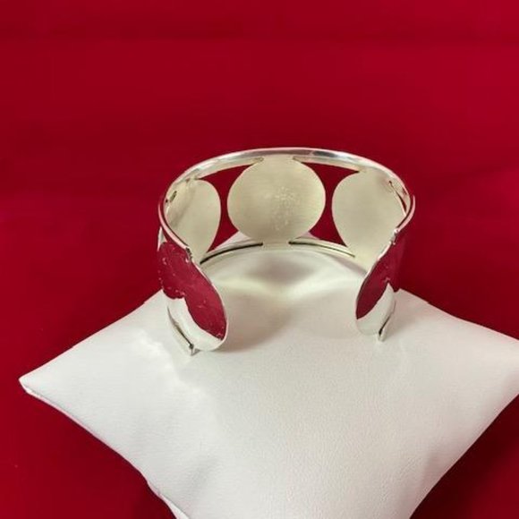 Ed Levin Sterling Silver Wide Cuff Bracelet with Circles - Picture 4 of 7